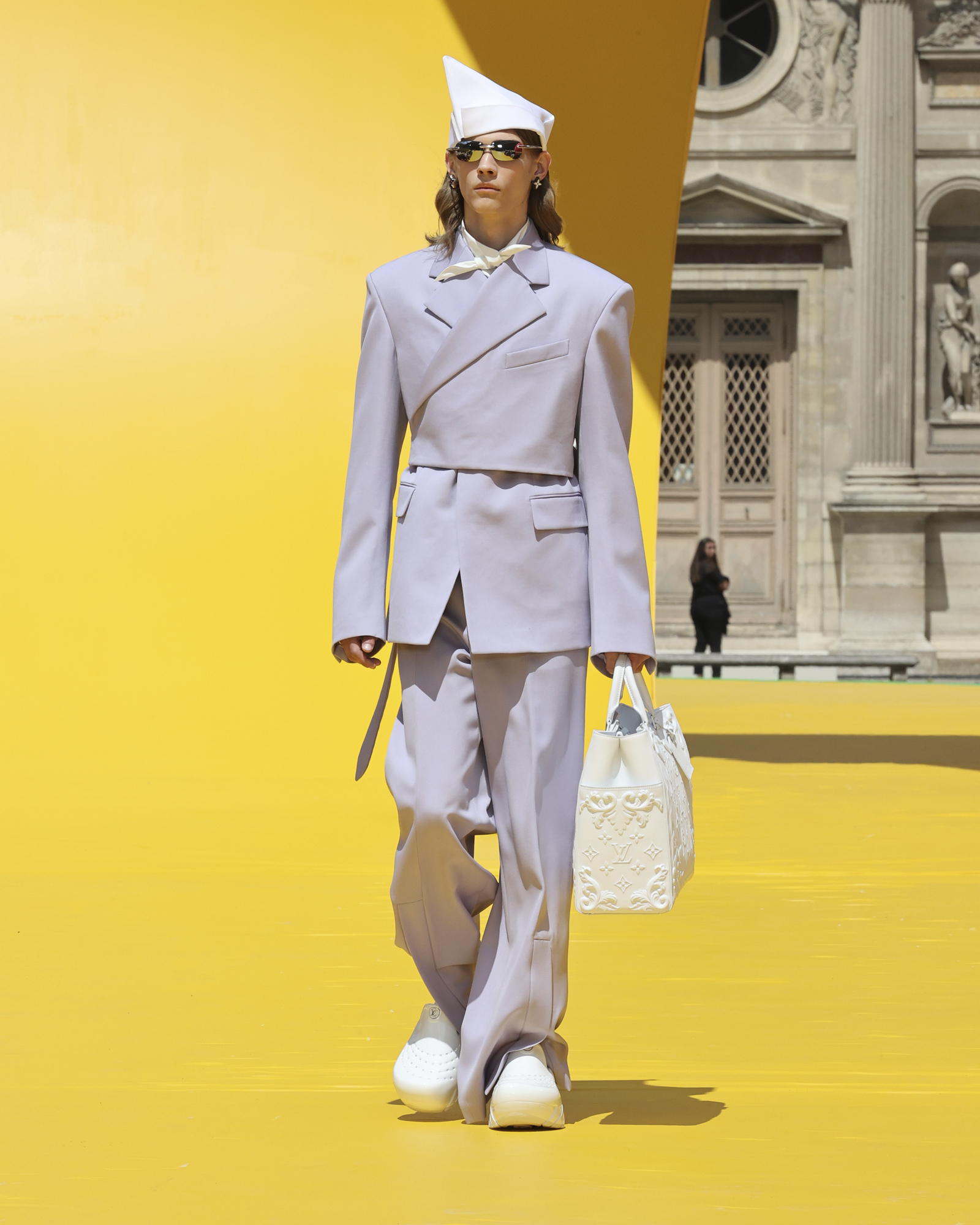 Man with White Louis Vuitton Shirt and Green Trousers before Les Hommes  Fashion Show, Milan Fashion Editorial Photography - Image of colorful,  outdoor: 194262802